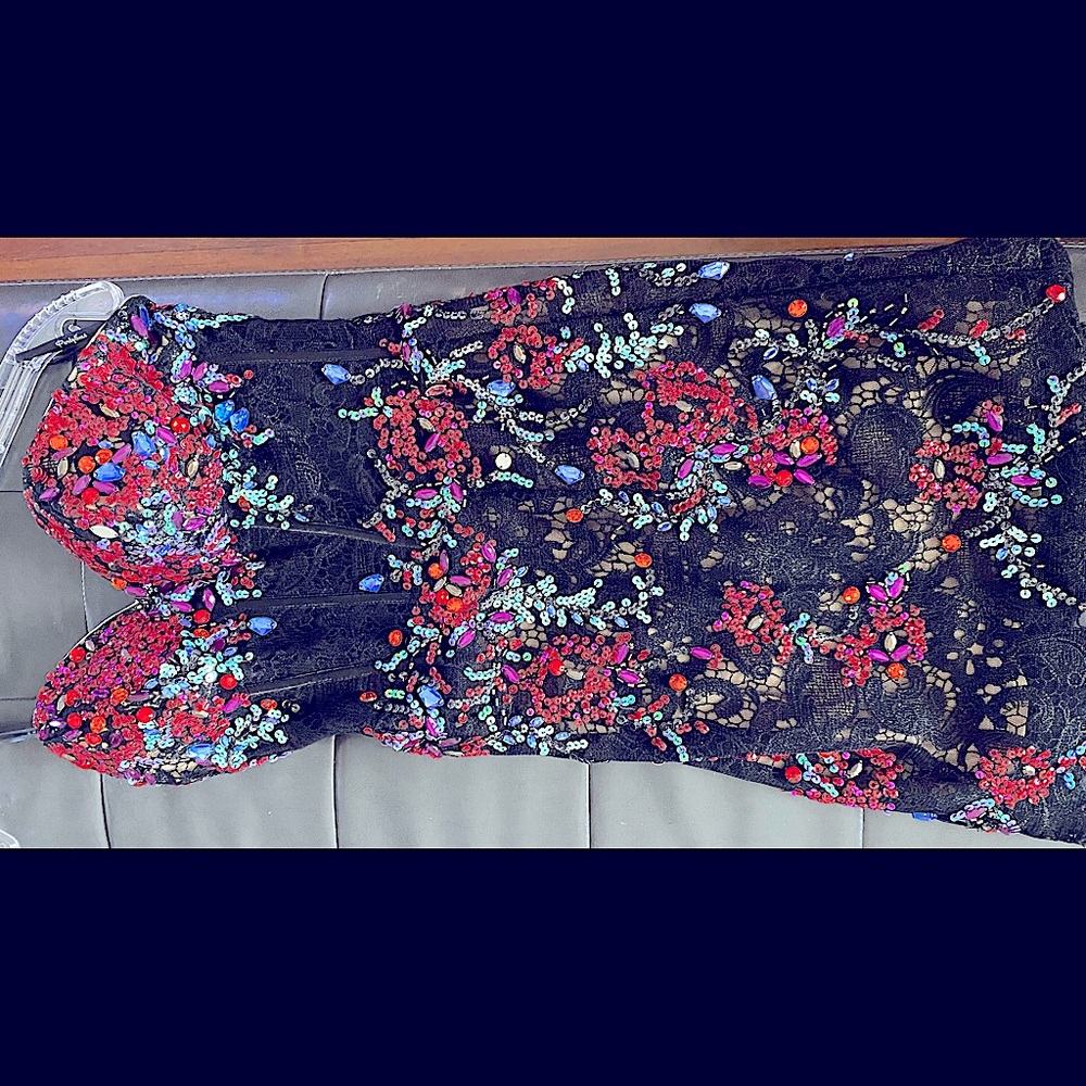 Party Time Dress size 0 sheer in the mid drift worn once.